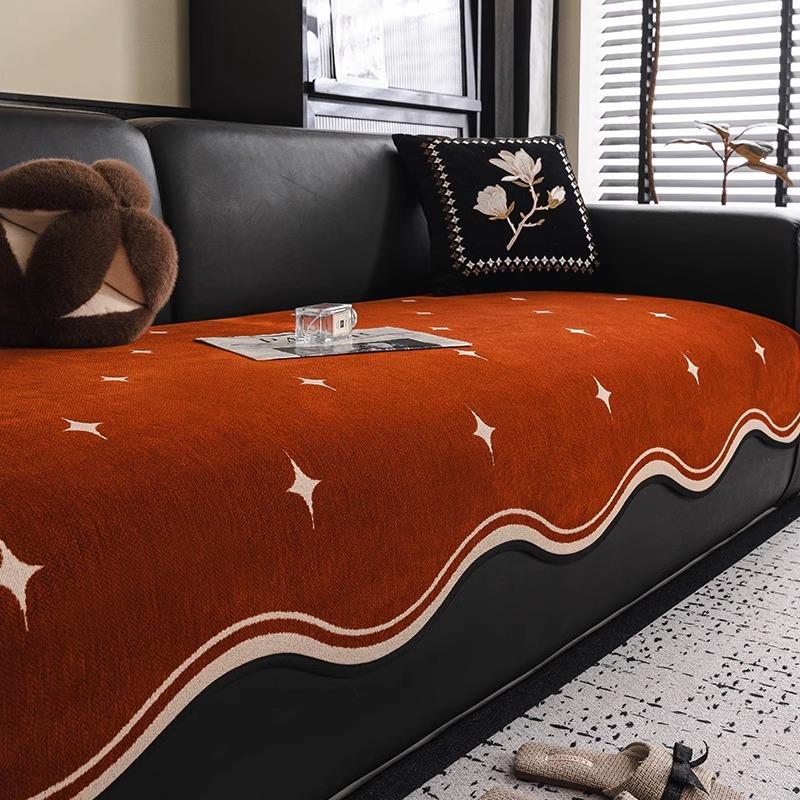 

Leather Sofa Cushion Is Universal In All Seasons, Advanced Sense Dirt-Resistant Seat Cushion New Fixed Non-Slip Straight Row Sofa Cover Towel 90*90cm