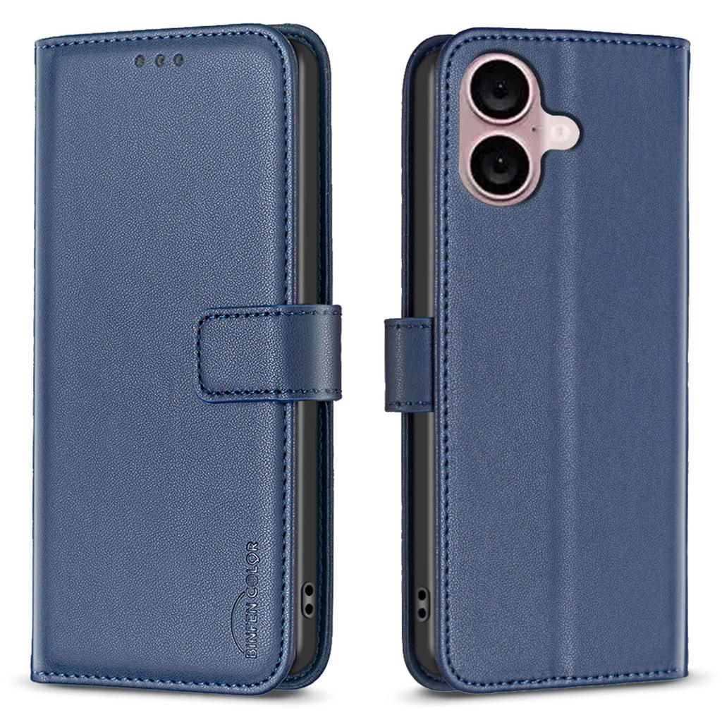 BINFEN COLOR BF17 For iPhone 16 Plus Anti-Scratch Shell PU Leather Stand Phone Case Wallet Cover
