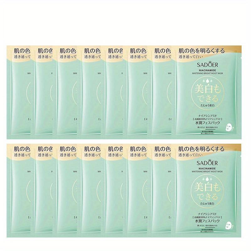 

16 шт. японских никотинамидных масок для лица для увлажнения, осветления, укрепления, увлажняющая маска для лица, 99% высокочистый ниацинамид, осветление 16 Pcs