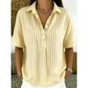 TIFICY Women's Fashion Casual Summer Spring Stripe Print Short Sleeve POLO Neck Blouses & Shirts
