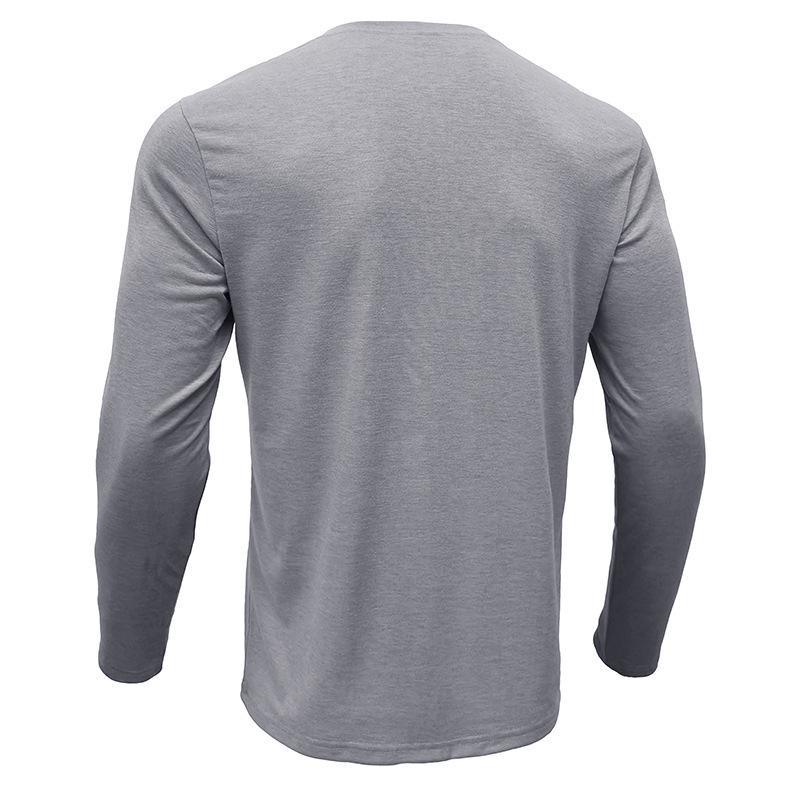 Men's Long-Sleeve Henley Crew Neck T-Shirt for Autumn and Winter