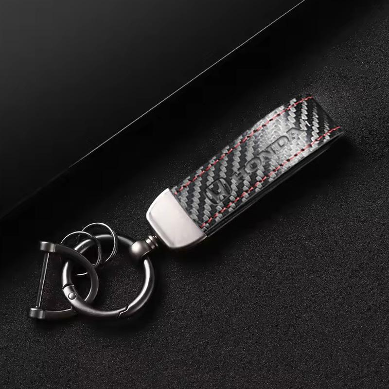 New Carbon Fiber Leather Car Keychain Metallic Keyring chain For Honda Civic Accord Fit Jazz Pilot CRV Odyssey Passport City HRV TV7