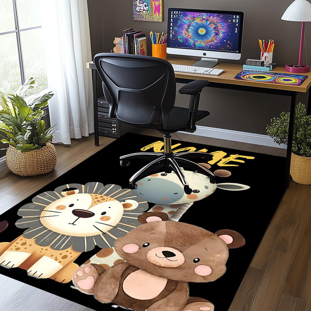 Custom Name Animals Printed Carpet,Rug for Office Chair Living Room Bedroom Kitchen Room Decor Gifts.