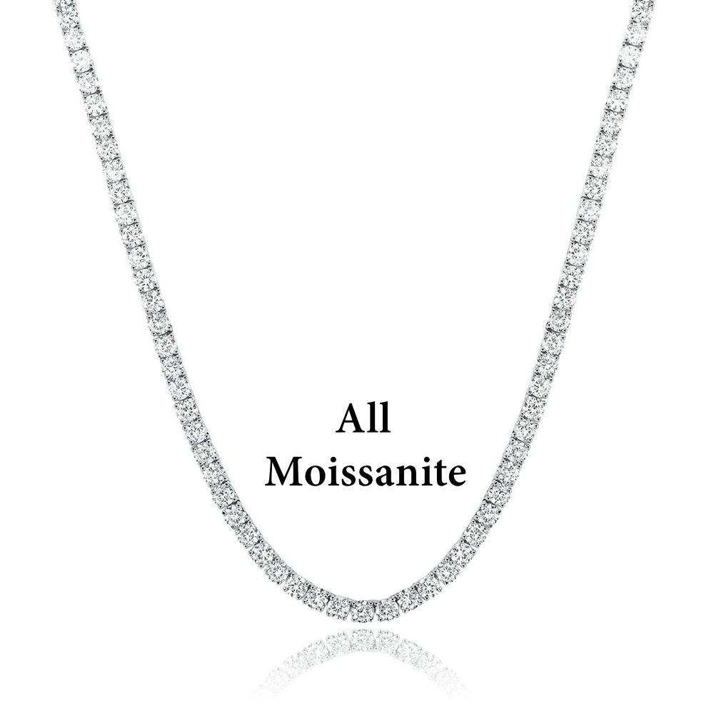 

3mm 4mm 5mm Moissanite Diamond Tennis Necklace for Women Men 925 Sterling Silver Luxury Fine Jewelry Sparkling Diamond 16inch 40cm