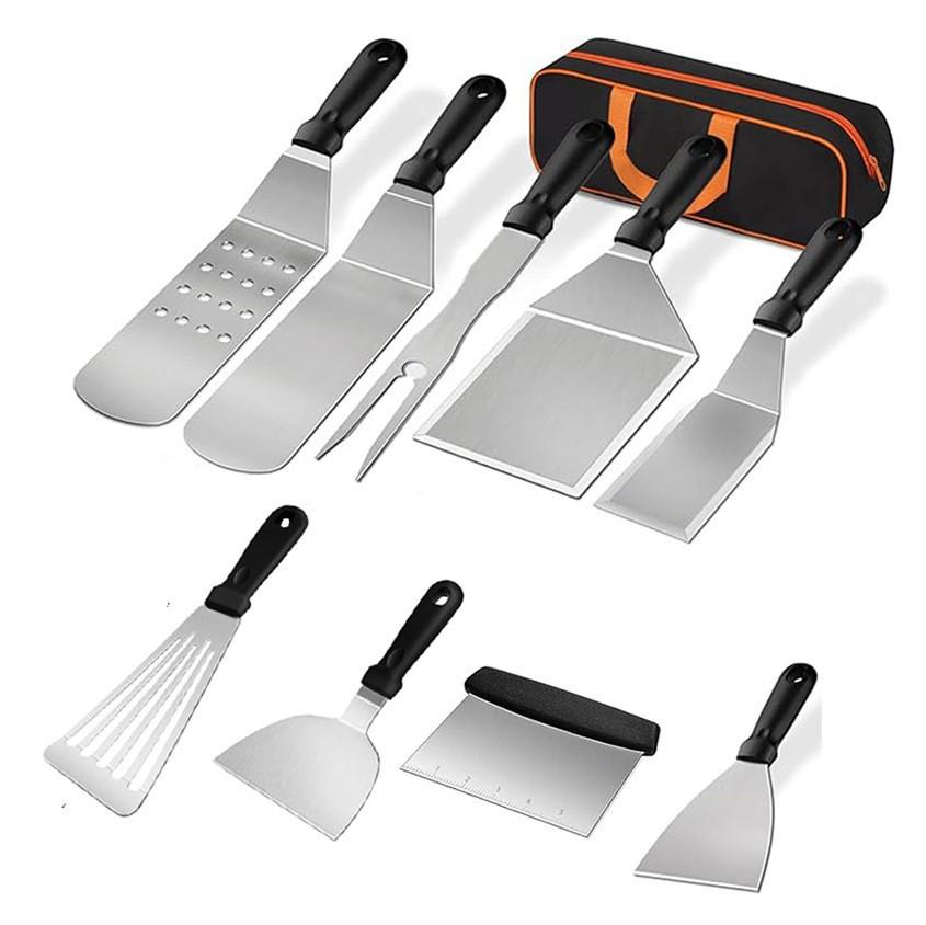 

Набор инструментов для барбекю из нержавеющей стали для барбекю на открытом воздухе, лопатка для барбекю, лопатка для приготовления пищи, комбинация тарелок, инструменты для барбекю 10Pcs
