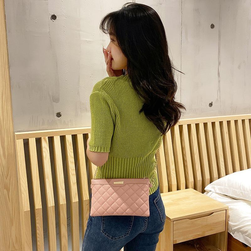 Trendy Fashion Embroidered Rhombus Clutch Bag, New Versatile Simple Wallet Zipper, One Women's Bag