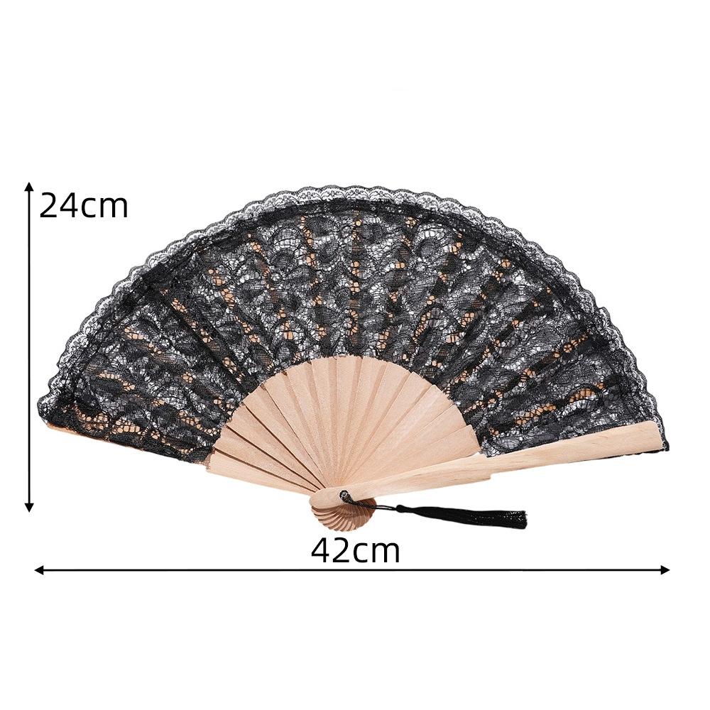 Lace Hand Fan Elegant Lace Folding Fan with Tassel for Women Vintage European Dance Performance Prop Portable Fan Summer