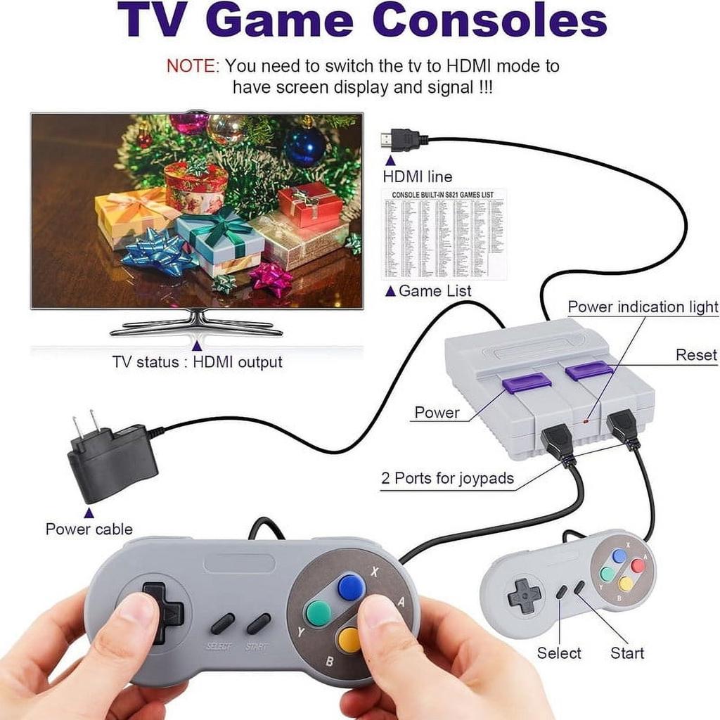 Classic Retro Mini Controllers,HDMI HD Built-in 821 Classic Plays with 2 Controllers, Children Gift, Birthday Gift Happy Childhood Memories