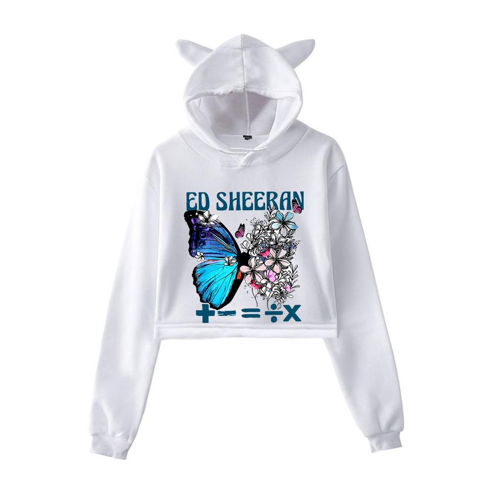 

Женские уличные сексуальные укороченные свитшоты с принтом Эда Ширана, оверсайз, свободные, в стиле Харадзюку, корейские повседневные топы XS белый