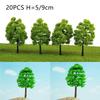 20pcs 9/5cm Mini Model Trees For Train Layout Railway Railroad Diorama Wargame Park Landscape Scenery Miniature Fake Model Trees