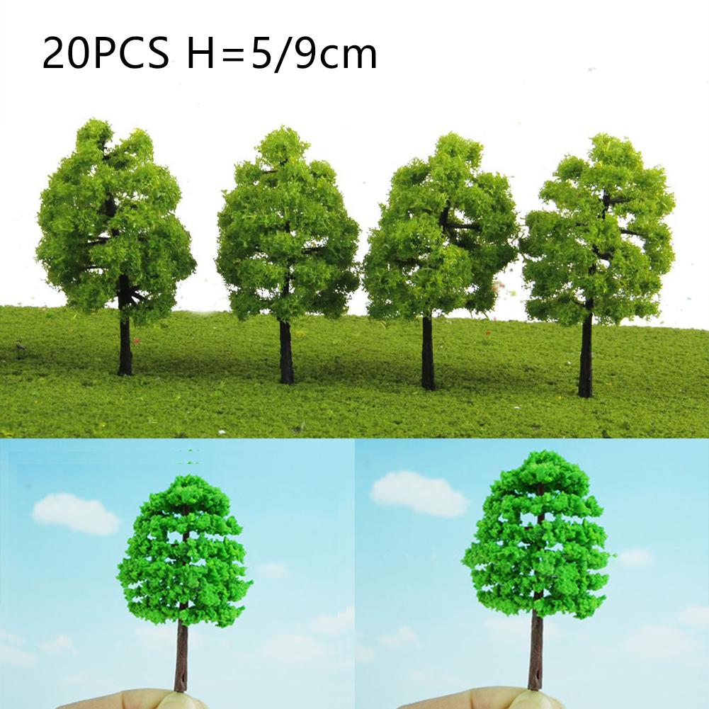 20pcs 9/5cm Mini Model Trees For Train Layout Railway Railroad Diorama Wargame Park Landscape Scenery Miniature Fake Model Trees