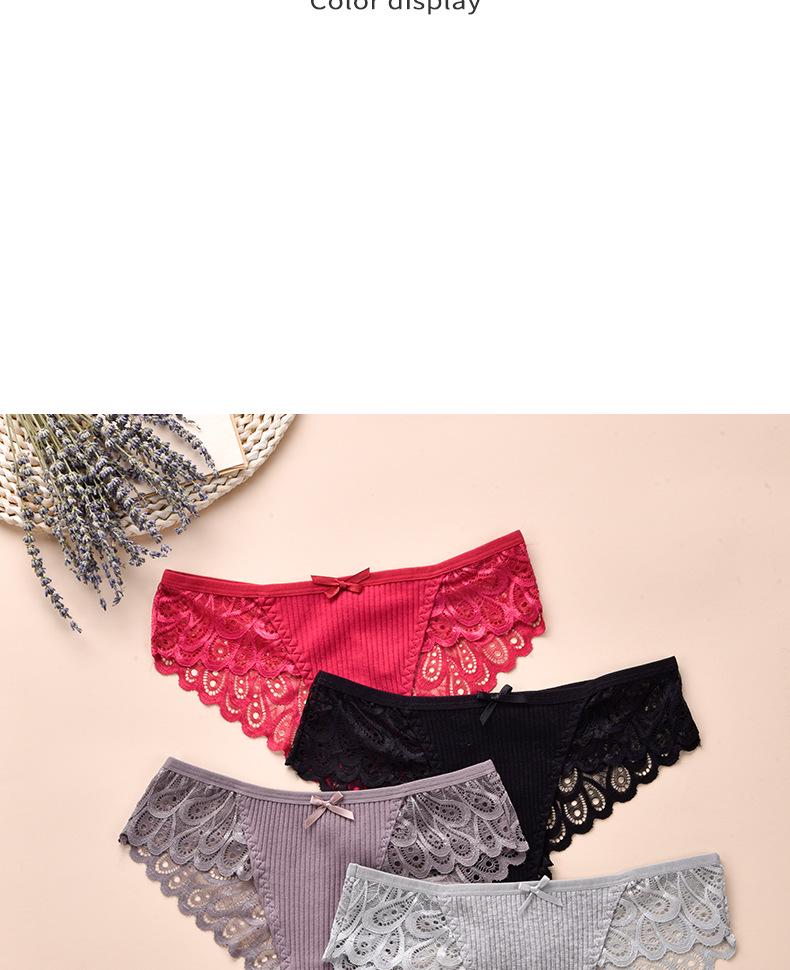 Women's Plus Size Seamless Mid-Rise Thong with Lace Trim, Breathable Pure Cotton Crotch