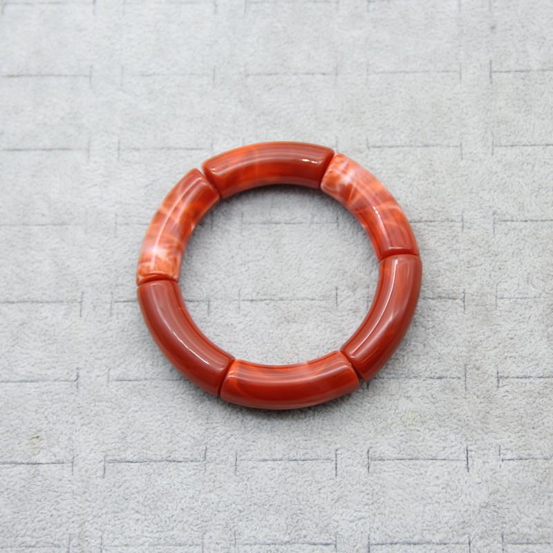 New Mixed Gold Color Tube Beads Acrylic Bracelets Bangles for Women Men Stretch Bamboo Curved Resin Bracelet Stack Jewelry Gifts