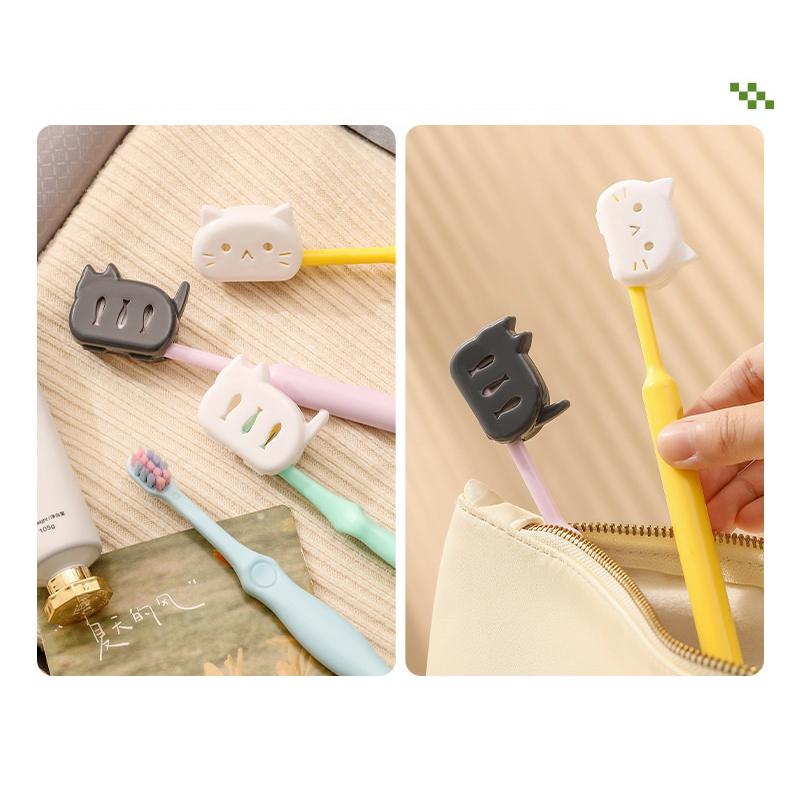 Husa Portabilă pentru Cap de Periuță de Dinți în Formă de Pisică, Capac Protector Antistropi, Clip Portabil din Plastic pentru Uz Casnic, Călătorii, Accesoriu Baie