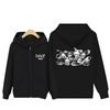 Stray Kids Zip-Up Hoodie - Black & Pink Graphic Cardigan with Kangaroo Pocket, Spring Autumn Casual Outerwear for STAY