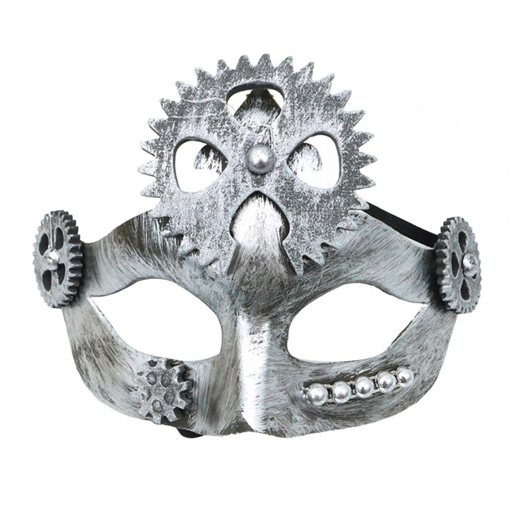 Party Eyewear Masquerade Half-face Mask Gear Steampunk Retro Silver-plated Polished Cosplay Mask Men Women Halloween Costume
