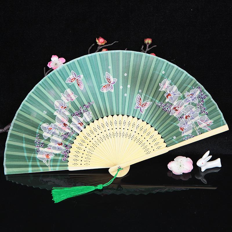 Chiński styl Retro Składany wachlarz Lato Wachlarz ręczny dla kobiet Wachlarz na imprezę do tańca Starożytny gruby, ale luźno tkany jedwab abanicos para boda