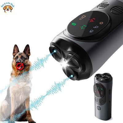 Leistungsstarker Ultraschall-Hunde-Trainer Anti-Bellen-Abweiser Wiederaufladbare LED-Taschenlampe Haustierverhaltenskorrektur