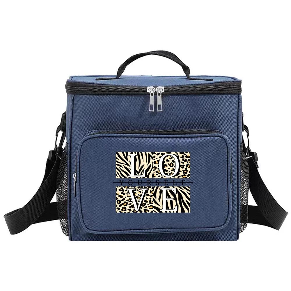 Insulated Lunch Bags Cooler Box Thermal Organizer Handbag for Student Portable Waterproof Camping Storage Boxes Leopard Pattern