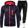 Tuta da uomo casual da jogging set da esterno felpe con cappuccio con zip + pantaloni della tuta neri 2 pezzi 2023 moda primavera nuovo streetwear M-3Xl
