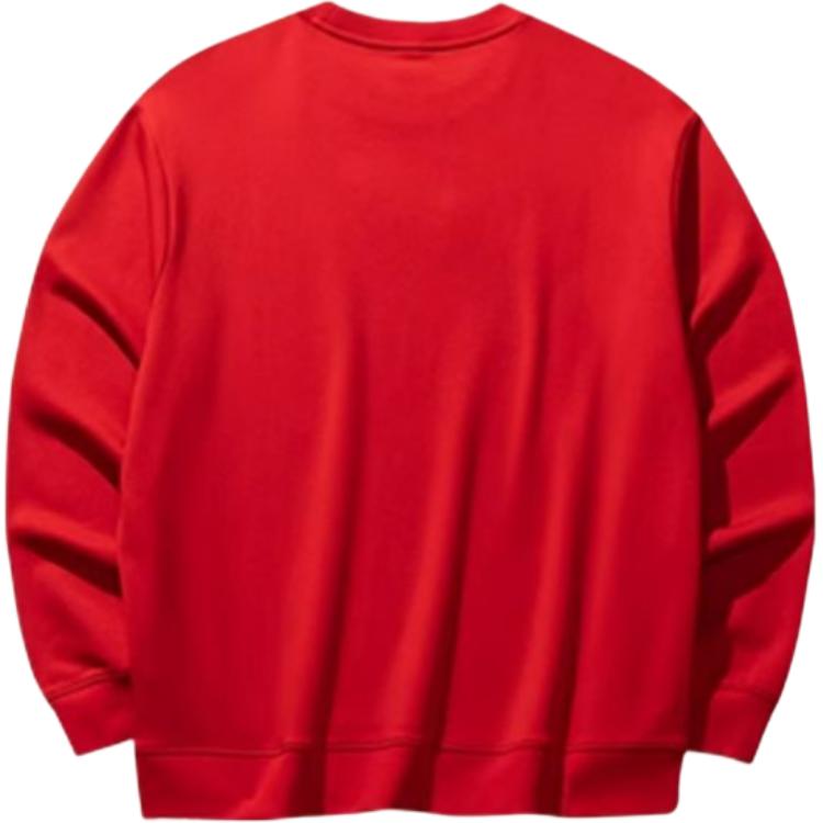 Anta Lifestyle Series Solid Color Round Neck Comfortable Breathable Versatile Loose Sweatshirt Unisex sweatshirt Deep-Red 972518709-3