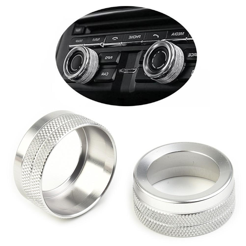 2x Silver Car Volume Radio Knob Covers Set For Porsche 911 For Macan 718