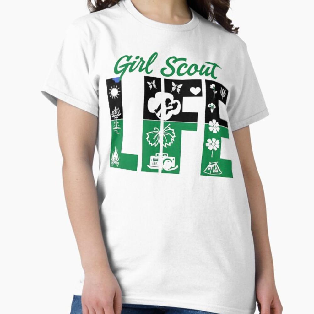 Black And Green Life Scout for Girls Cookie Camping T-Shirt Unisex T-Shirt S