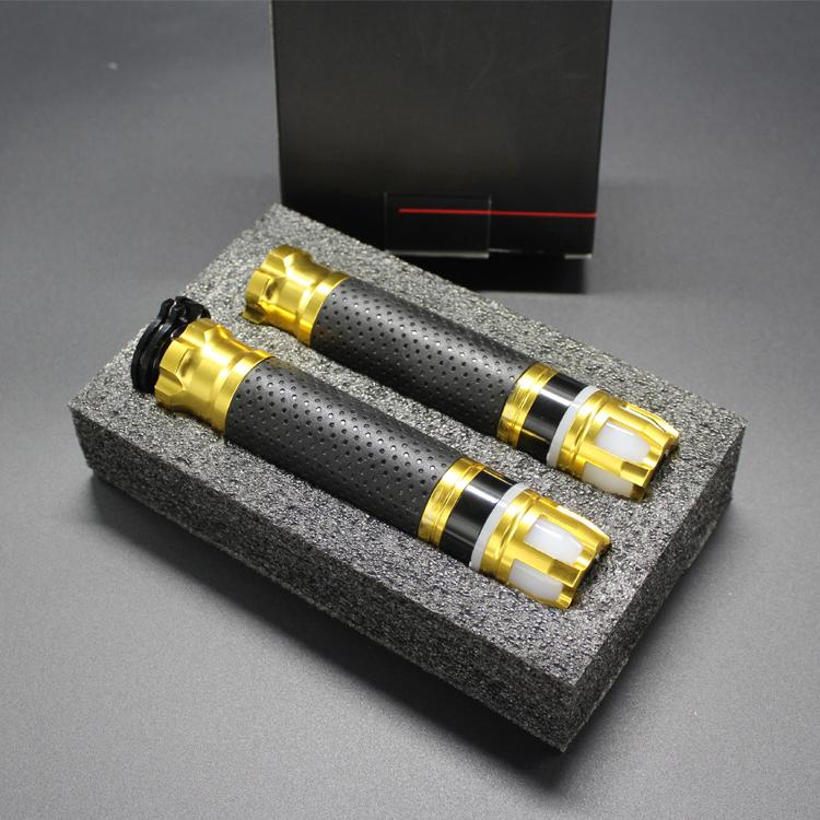 2 Pcs 7/8" 22mm CNC Motorcycle Left+Right Handlebar Steering Light Grip Yellow