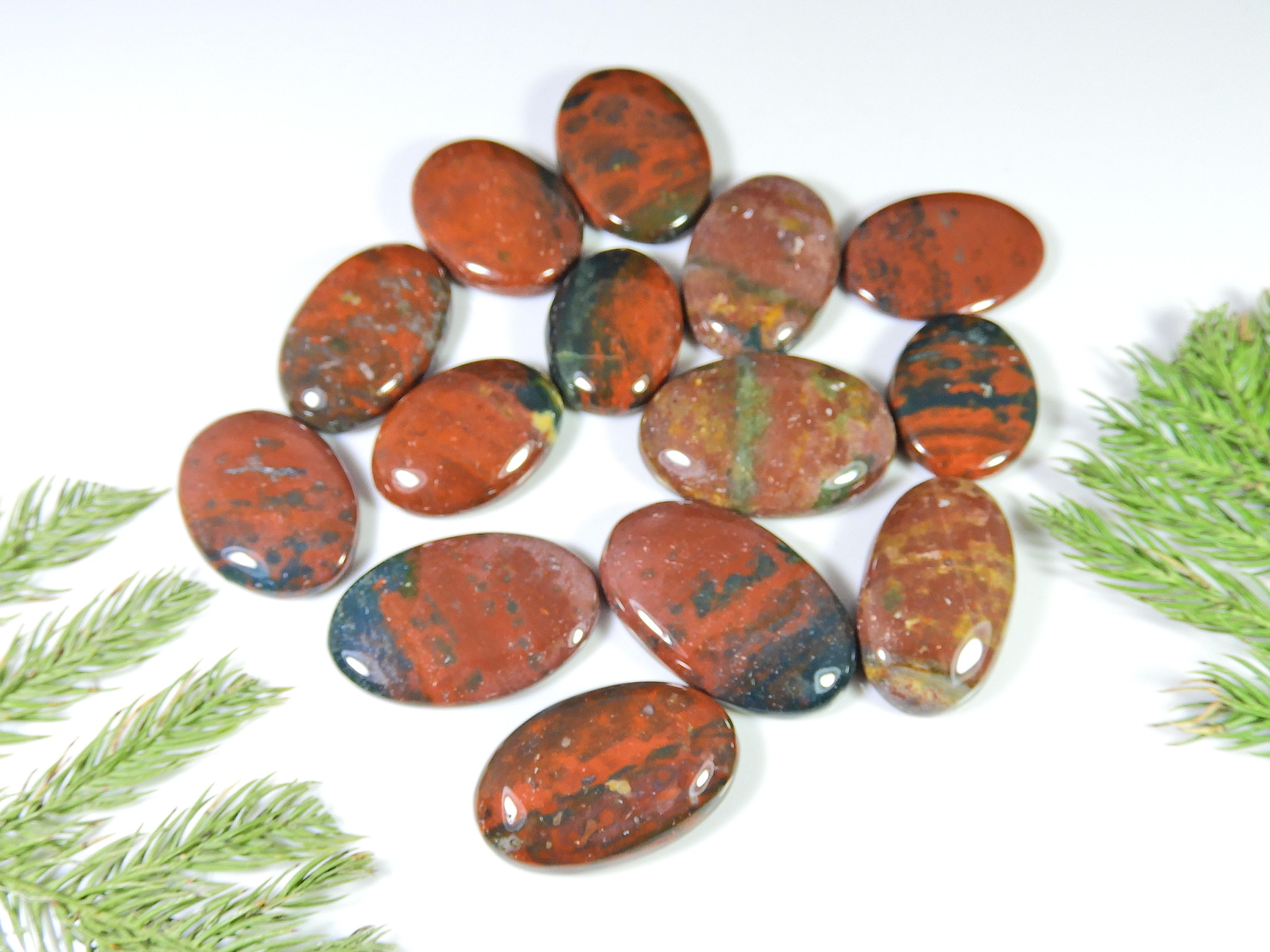 

415Cts. Natural Bloodstone Handmade Oval Cabochon Loose Gemstone 14Pcs Lot RQ-783