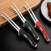 Gold Stainless Steel Korean BBQ Tongs with Green Rubber Handle, Japanese Restaurant Style Grilling Tongs for Steak and Food.