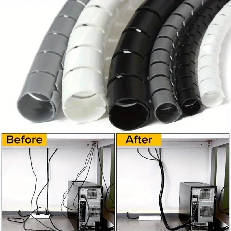 2M Protecteur de Câble Flexible en Spirale Organisateur de Câbles Tube Protecteur pour Câble d'Ordinateur Clips Organisateur Outils de Gestion 16/10mm