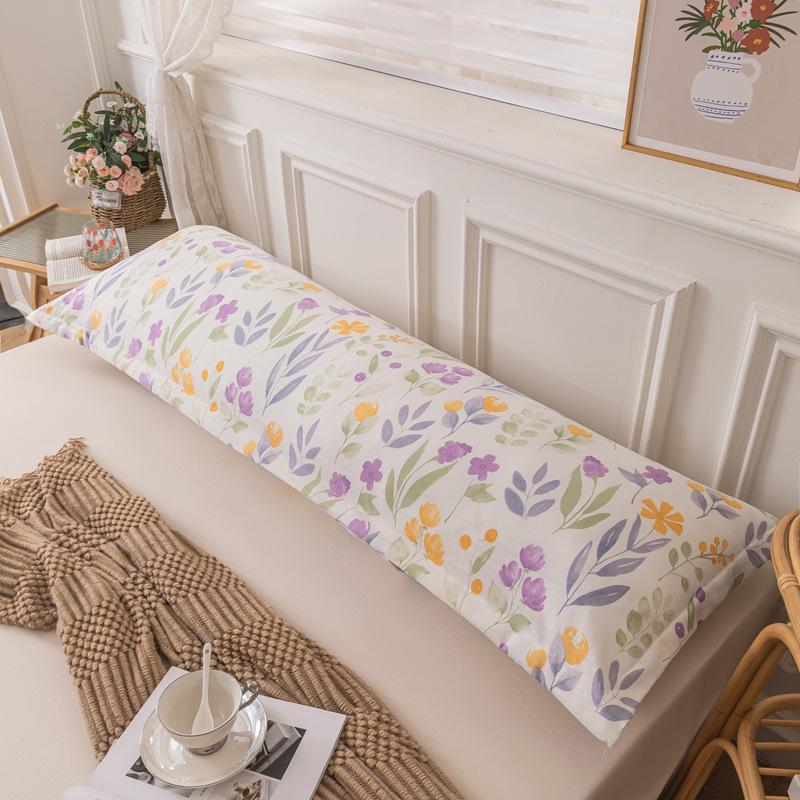 Washable Cotton Long Pillowcase 48x150cm - Single Piece Cover for Double Pillow Core