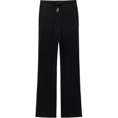 Trendy Casual Outing Party Light Luxury Drawstring Ribbed Knit Straight Leg Pants Women Bottoms M22E1023999