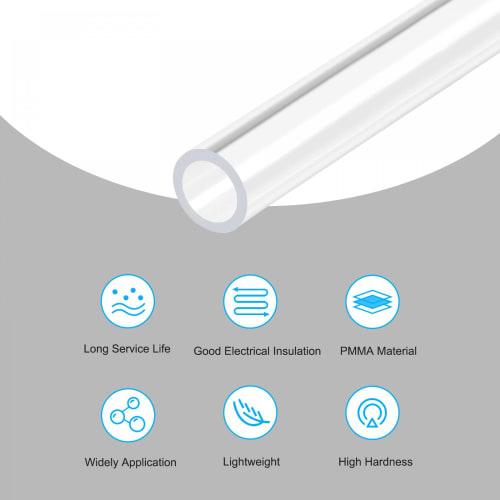 uxcell Clear Rigid Acrylic Pipe, Round Tube for Lamps and Lanterns, Water Cooling Systems, 12mm Inner Diameter, 16mm Outer Diameter, 45cm Total Length
