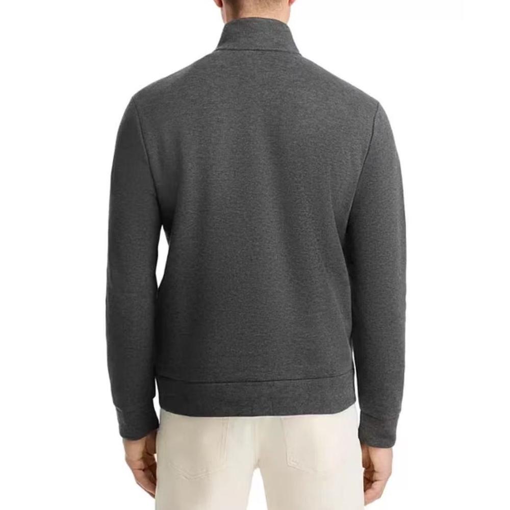 Polo Ralph Lauren FW24 Solid Logo Mock Neck Half-Zip Long Sleeve Knit Sweater Men sweater Gray 710909883-007