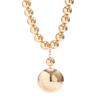 Exaggerated Earring Necklace Set Gold Silver Half Ball Bead Punk Rock Necklace Metal Pendant Metal String Beads Necklace