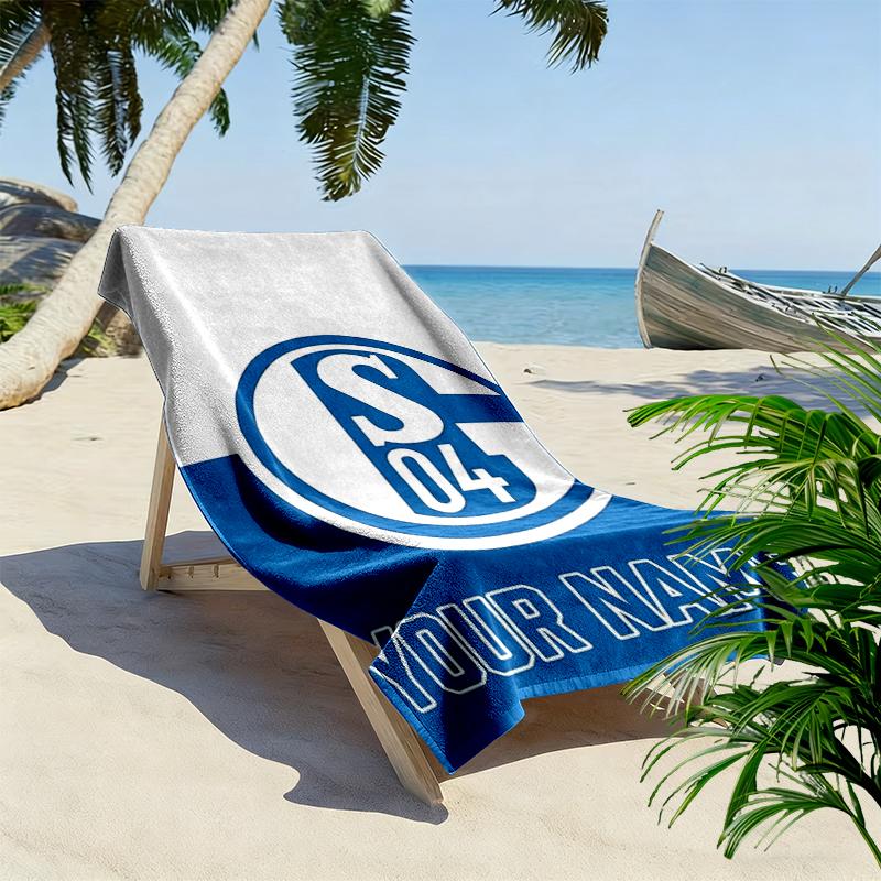 Benutzerdefinierter Name FC Schalke 04 Druck Strandtuch, Großes Weiches Schnelltrocknendes Handtuch für Strand Camping Schwimmen_xia