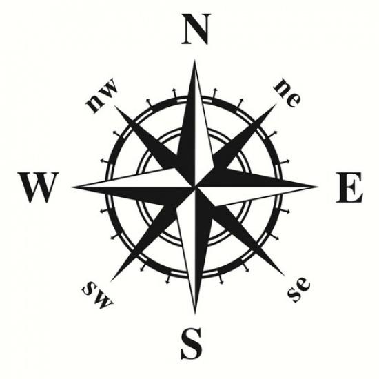 Navigation Compass Style Graphics Decal Sticker For Car RV Body Side Hood Black