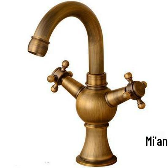 European Style Antique Bronze Bathroom Faucet - Hot and Cold Countertop Sink Tap Without water inlet pipe