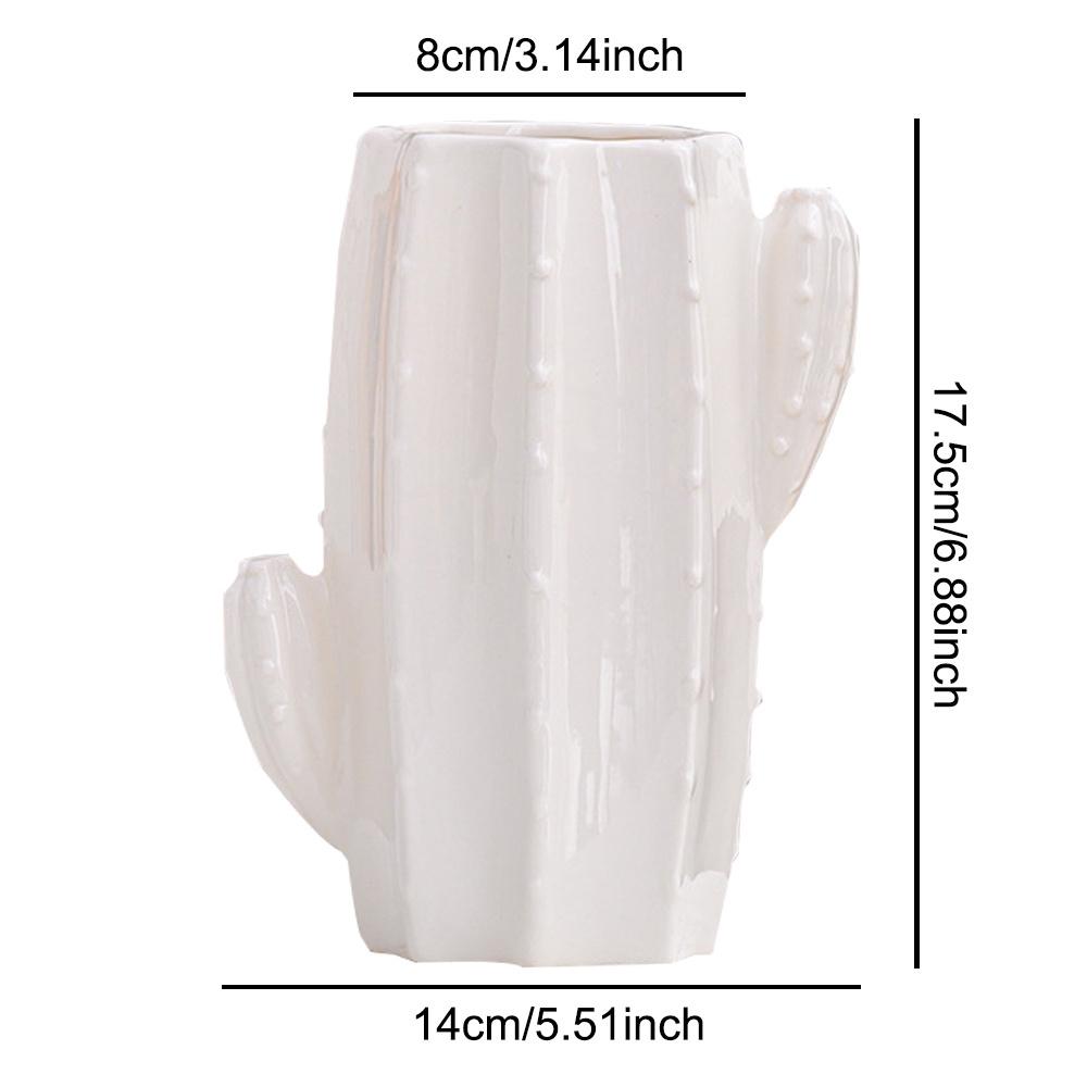 1 Stück Kaktus Keramik Stifthalter Ständer Becher Bleistifthalter Organizer Make-up Pinselhalter für Zuhause Büro Schreibtisch Grün Weiß Kaktus