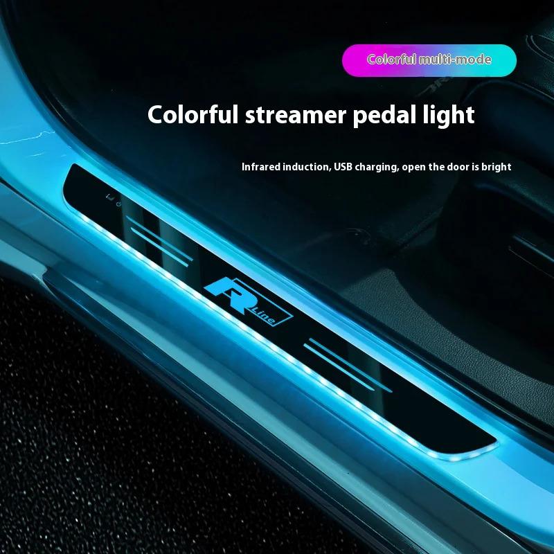 For VOLKSWAGEN VW Car Telecontrol LED Welcome Light Threshold Atmosphere Lamp For Volkswagen R Line Touareg Arteon Tiguan Jetta