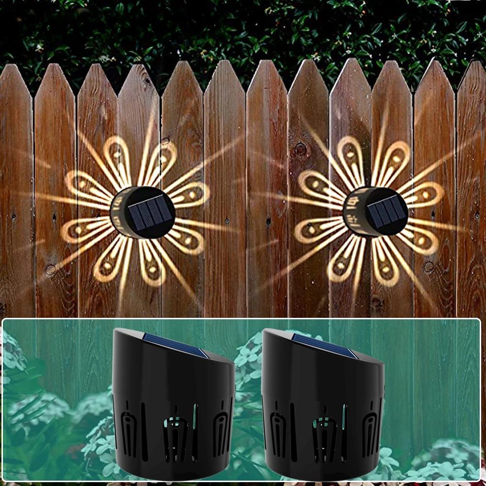 2Pack Solar Garden Light Outdoor Sidewalk Light Patio Fence Lights Lawn Landscape Light  Deck Lights Plum Blossom Shadow Decor