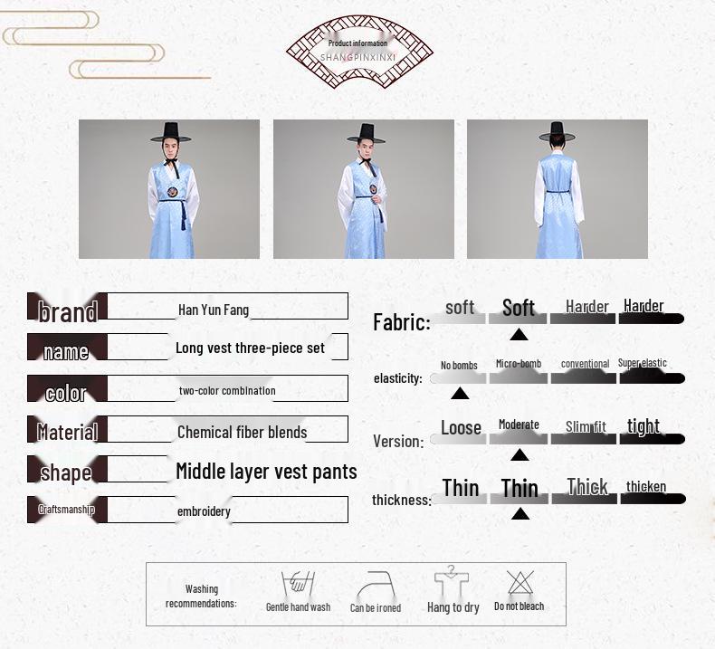 Herren Traditioneller Koreanischer Hanbok Palast Offizielles Gewand - Ethnische Nordkoreanische Tracht für Fotos und Aufführungen