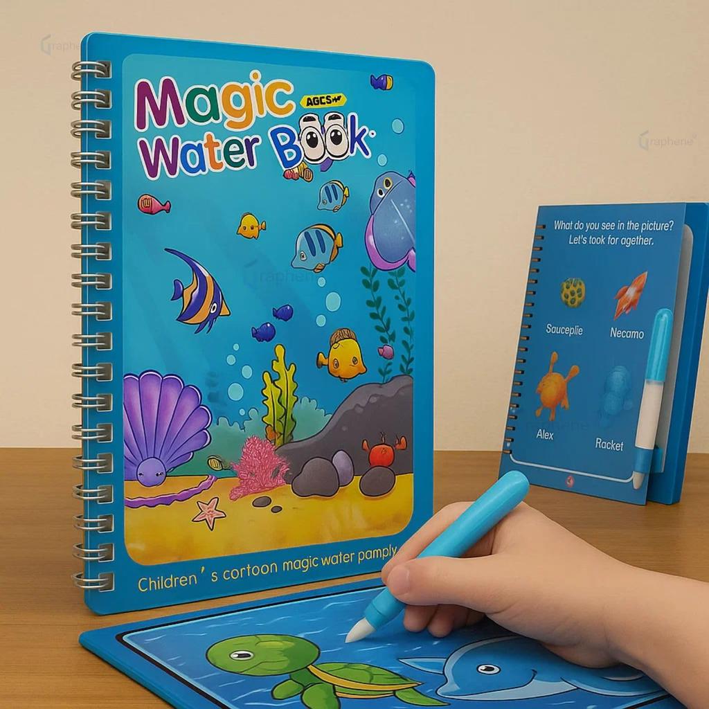Graphene Magic Water Coloring Book, Educational Fun & Bonding Time for Kids, Reusable, Mess-Free Art with Quick Dry Technology, Promote Fine Moto