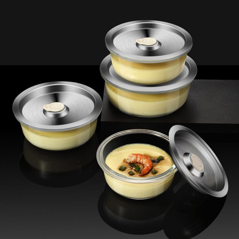 Steamed egg bowl with lid, household baby bowl, glass bowl specially designed for microwave ovens, heat-resistant
