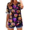 Women's Fashionable, Casual, Comfortable, Loose-Fitting Halloween Print Top