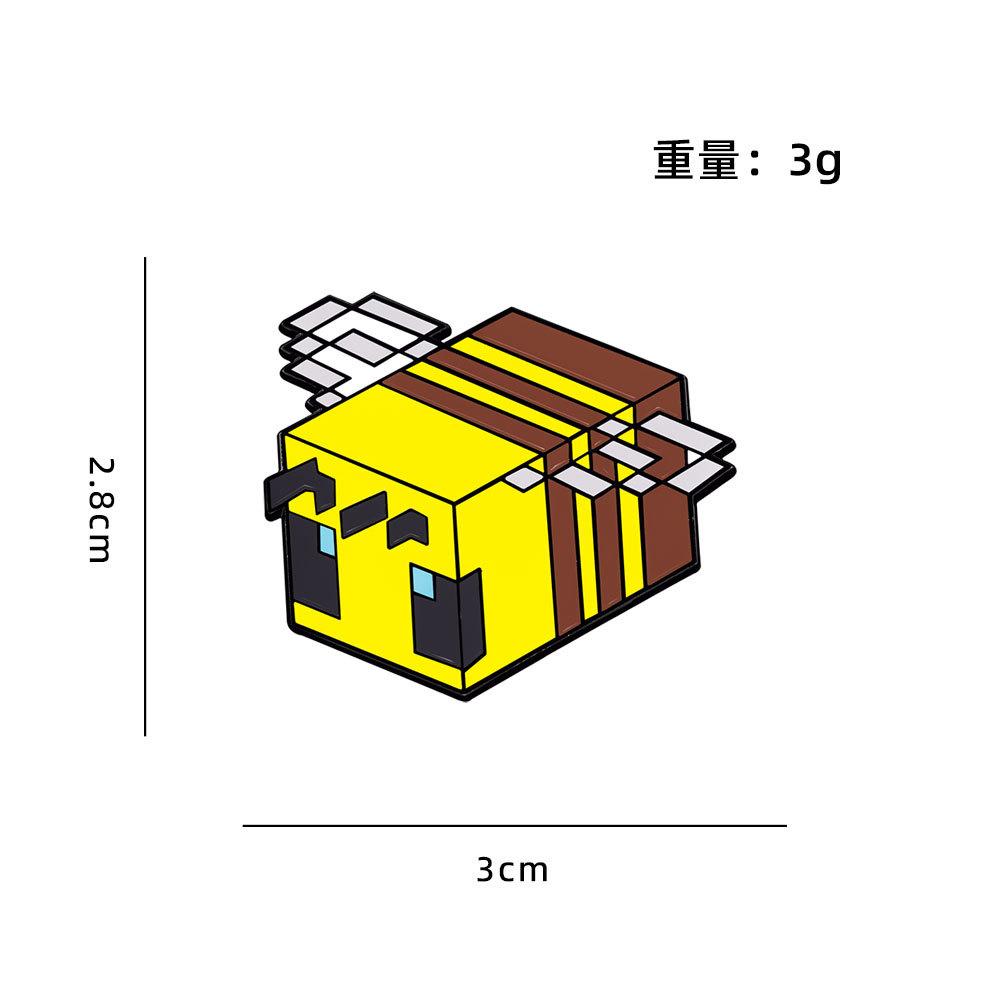 Металлический значок Minecraft в японском стиле, милый мультяшный брошь-пчелка, пиксельный робот, маленький подарок