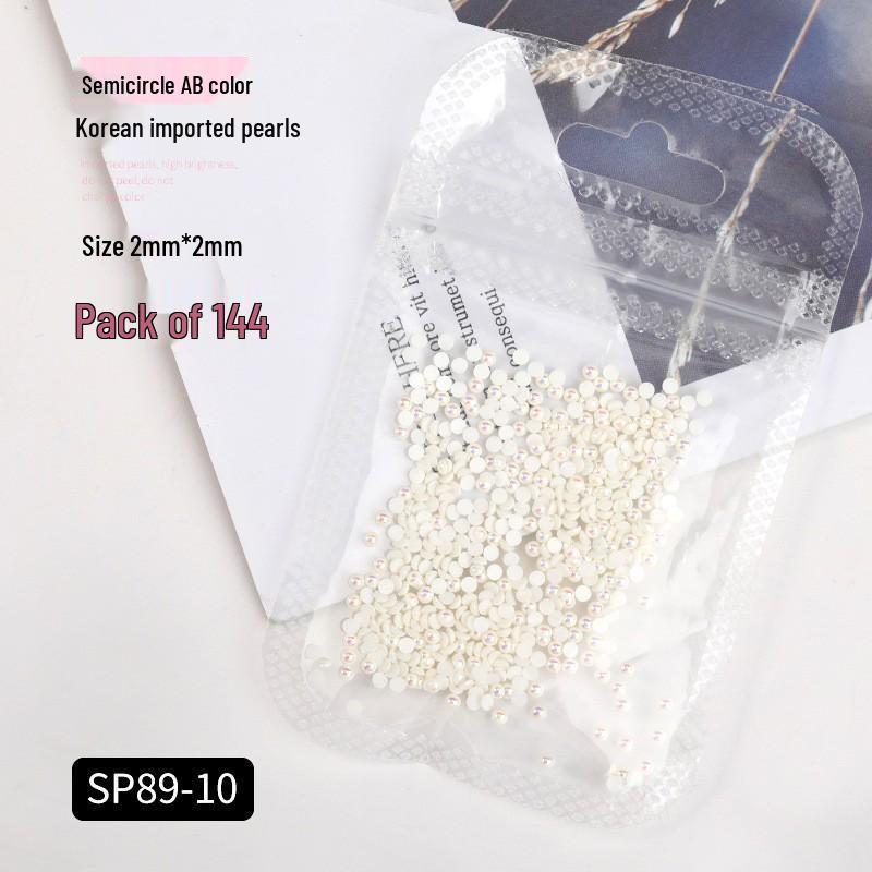 Korean Iridescent AB Pearl Nail Art Stickers - Various Sizes & Shapes
