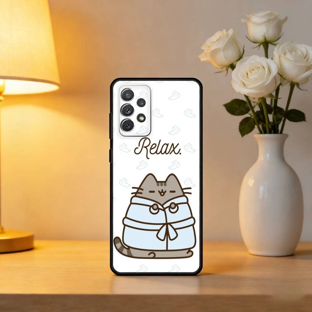

P-Pusheens C-Cat Phone Case For Samsung Galaxy A73,A72,A71,A70,A53,A52,A51,Soft Silicone Black Cover Samsung a11