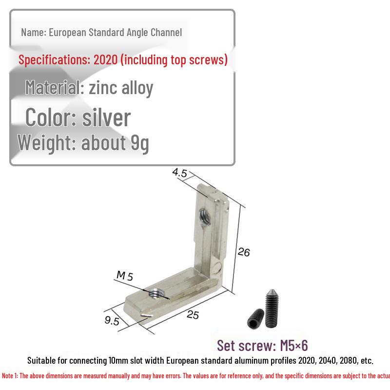 European Aluminum Profile Accessories: Silver Internal Corner & Black Right Angle Connector